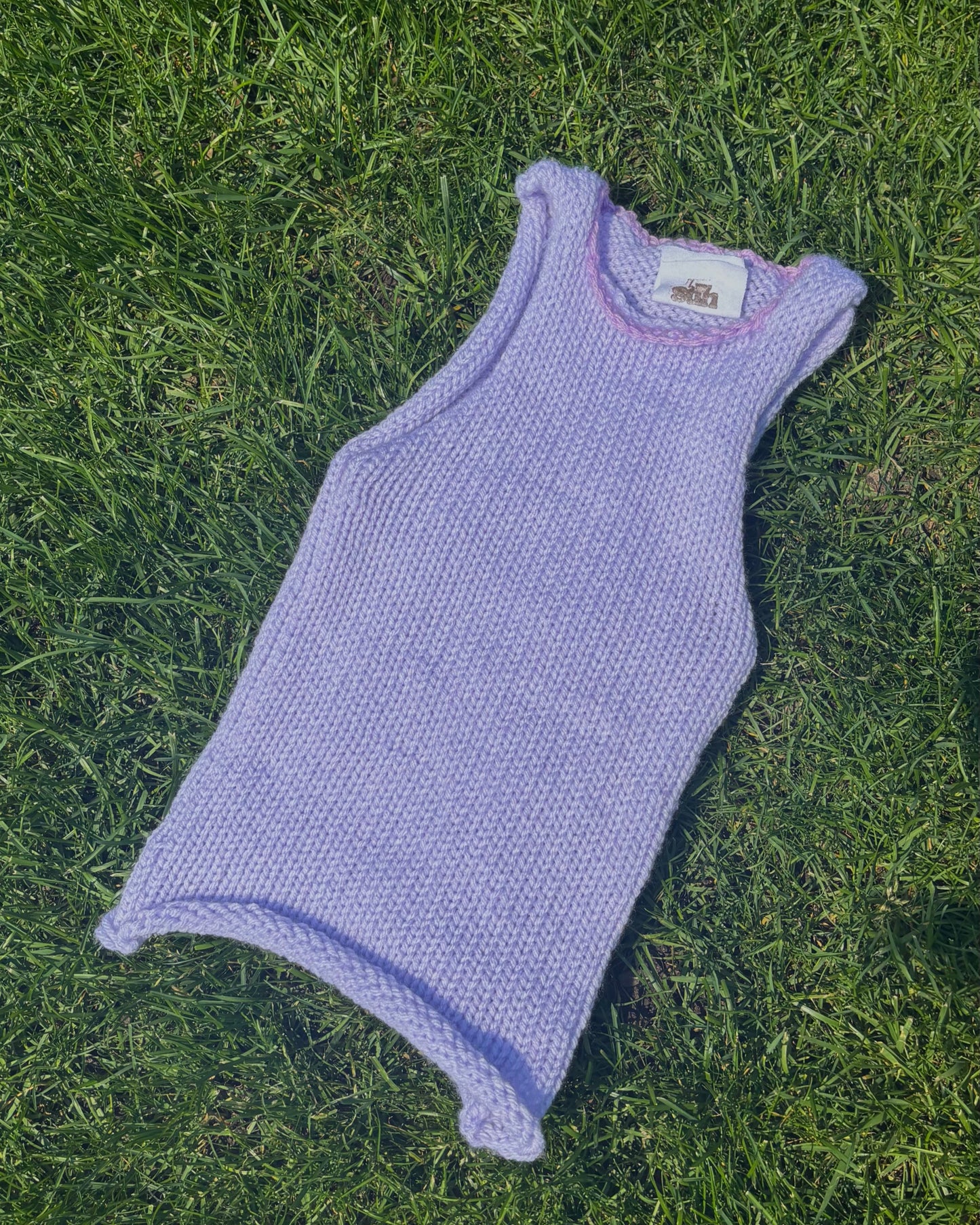 high neck fitted tank - lilac