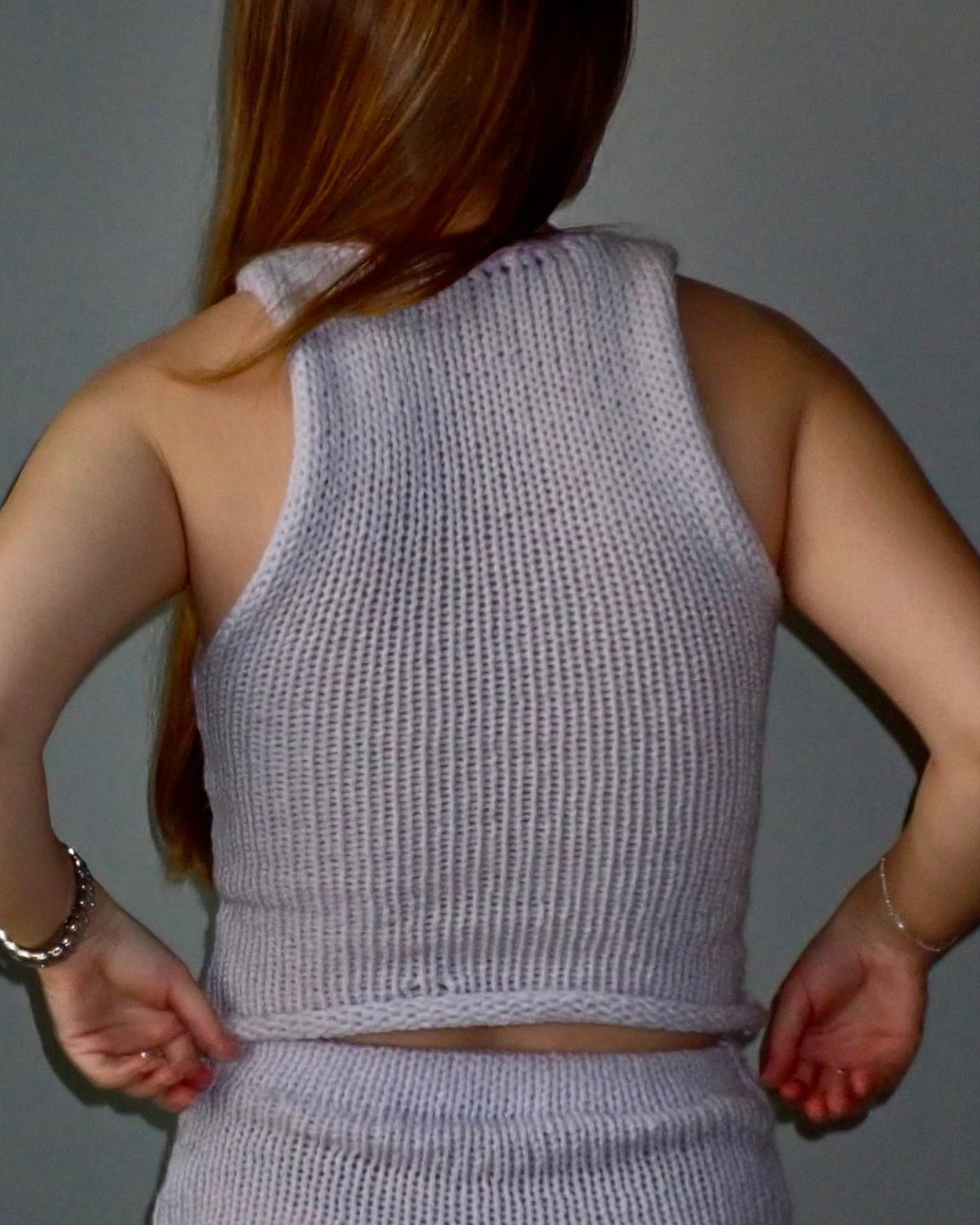 high neck fitted tank - lilac