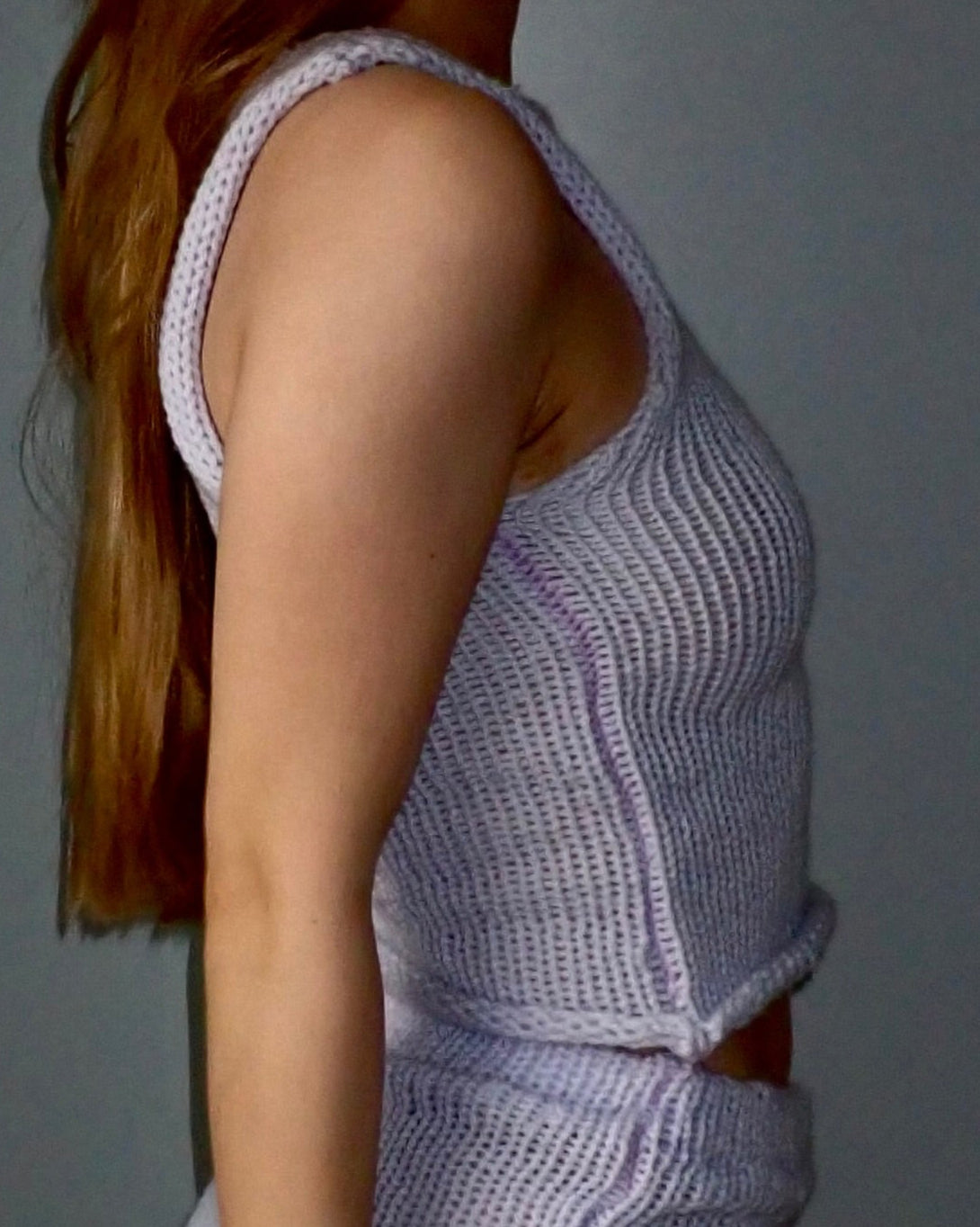 high neck fitted tank - lilac